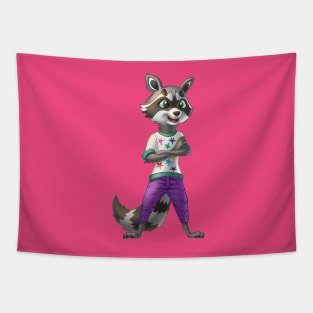 Stylish raccoon in violet pants Tapestry