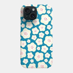 Funky Floral Pattern II in Celadon Blue, Light Yellow and Dark Salmon Phone Case