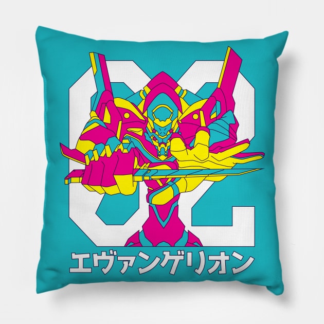 NEON EVA_02 variant B Pillow by Krobilad