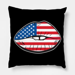 All American Patriot Lips USA Patriot Flag Lips Pillow