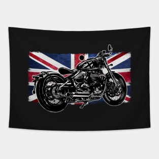 Bobber Motorcycle | Great Britain Flag | Custom Classic Motorcycles Tapestry
