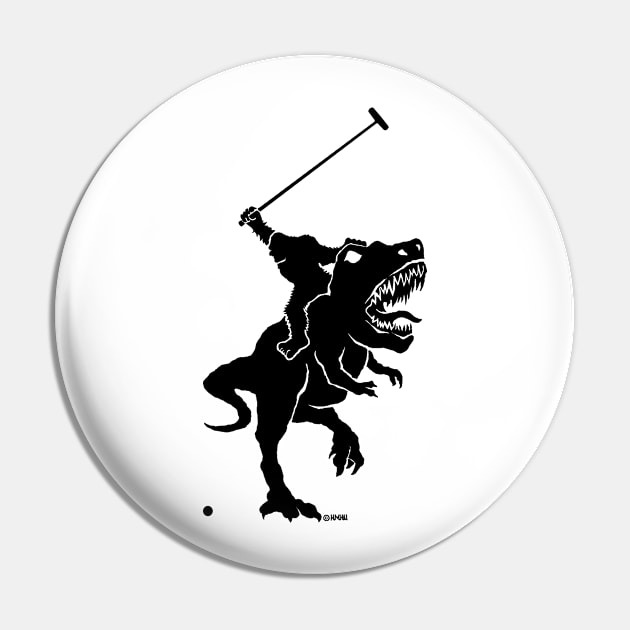 Bigfoot Playing Polo On a T Rex Pin by NewSignCreation