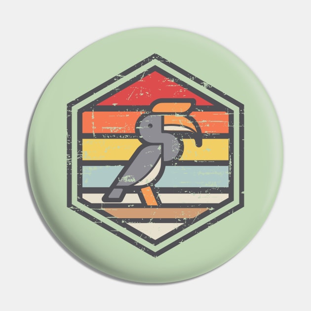 Retro Badge Hornbill Light Pin by rojakdesigns