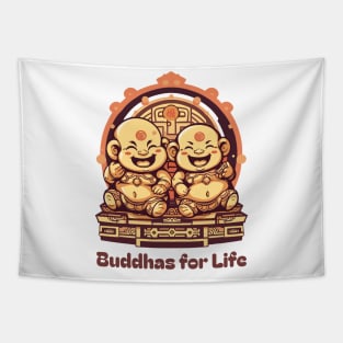 Spiritual Sibling Shirt - Buddhas for Life Tee - Unique Zen Brotherhood Apparel - Thoughtful Gift for Brothers Tapestry