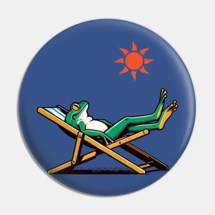 Frog lying on a beach chair Pin