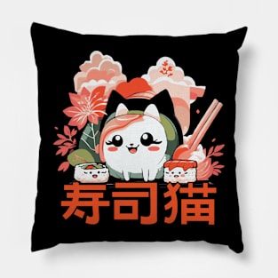 Cute Sushi Cat Kawaii Design Pillow