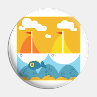 Sunny Summerfeeling, two sailingboats Pin