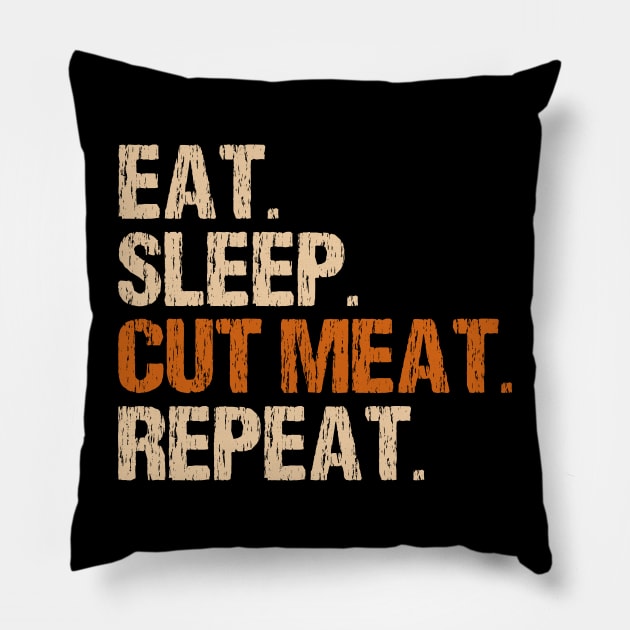 Butcher Butchery Cut Meat Fathers Day Gift Funny Retro Vintage Pillow by zyononzy