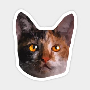 Cat with amber firey eyes painting Magnet