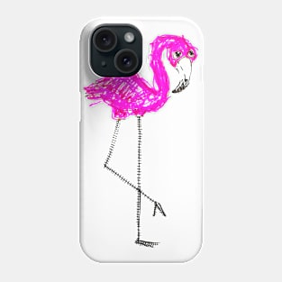 Flamingo Doodle Black Phone Case