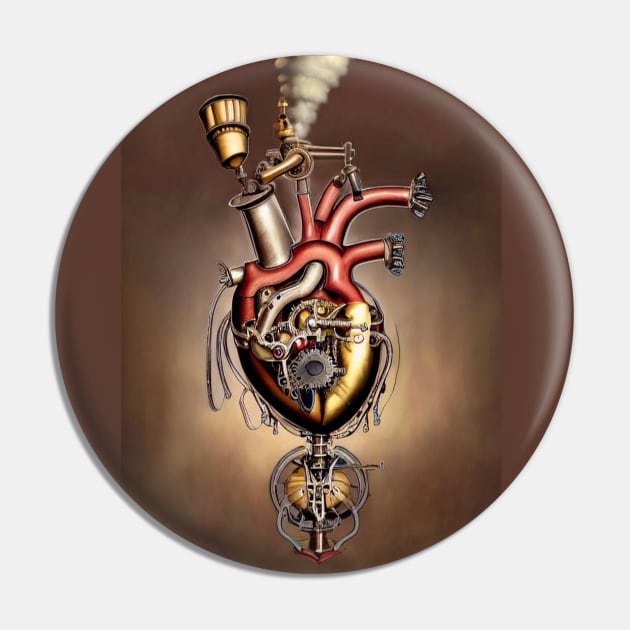 Steampunk mechanical heart Pin by Dendros-Studio