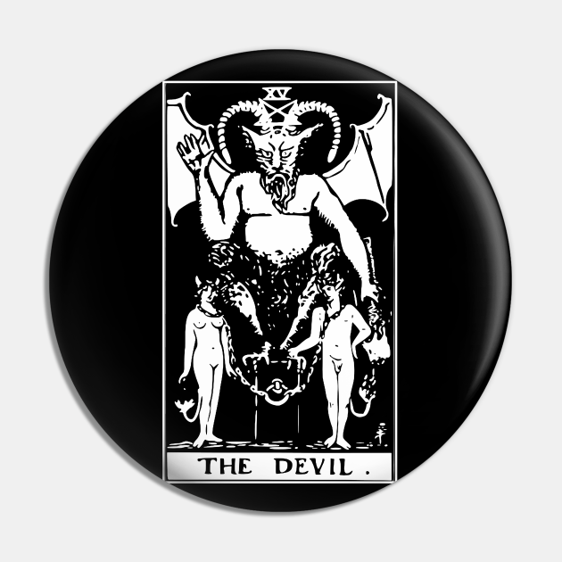 Devil Tarot Card White on Black Goth Classic Magic Retro ...