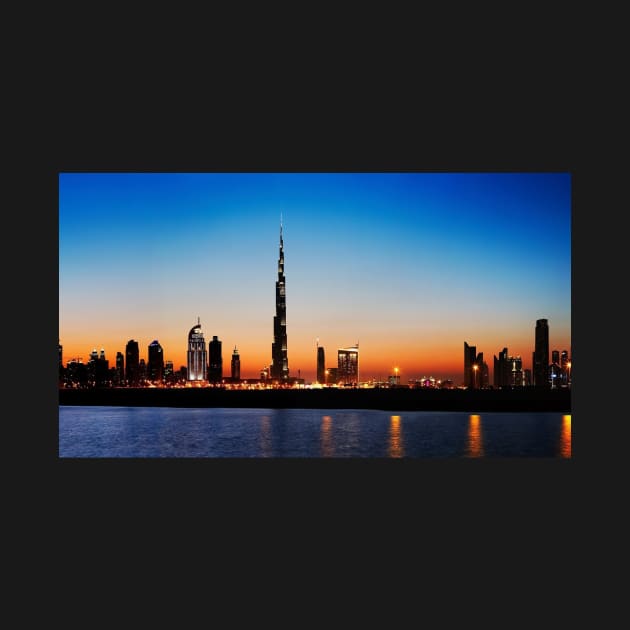 Dubai Skyline (Night) by ProTrendDesigns