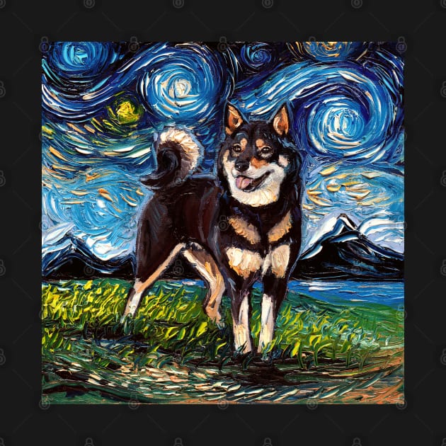 Black and Tan Shiba Inu Night by sagittariusgallery