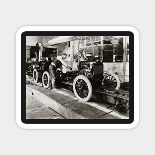 Auto Assembly Line, 1923. Vintage Photo Magnet