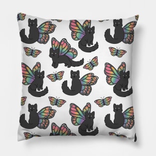 Rainbow Butterfly Cat Pillow