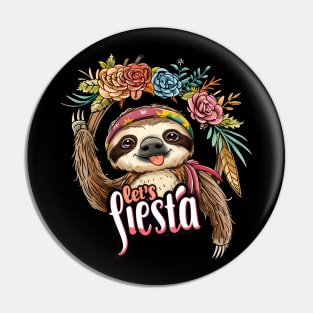 Happy sloth cinco de mayo let's fiesta Pin