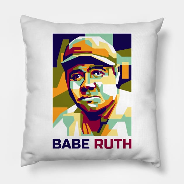 Abstract Popart Babe Ruth Pillow by smd90