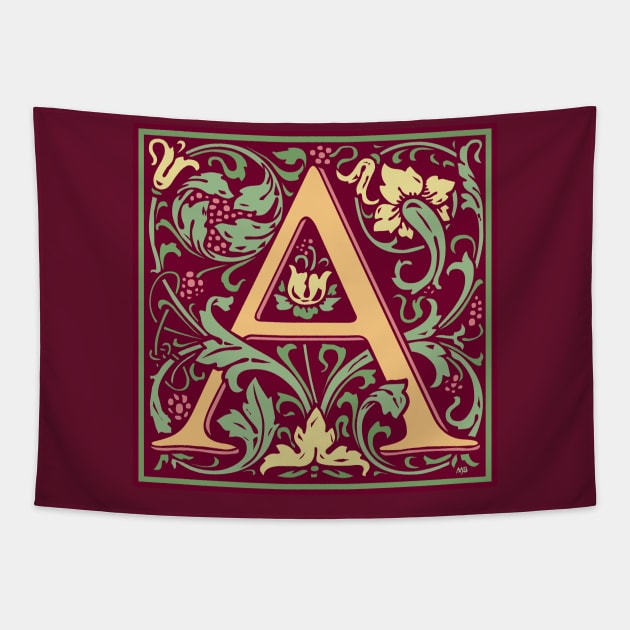 William Morris Vintage Letter A Tapestry by MatchbookGraphics