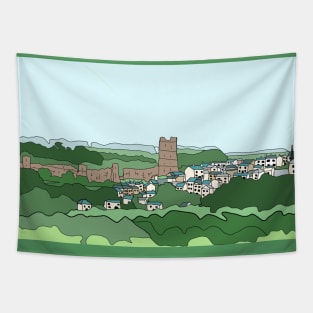 Medieval Richmond Castle with Old Town, North Yorkshire Tapestry