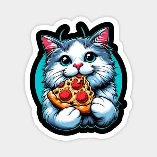 Cute Cat eating Pizza Magnet