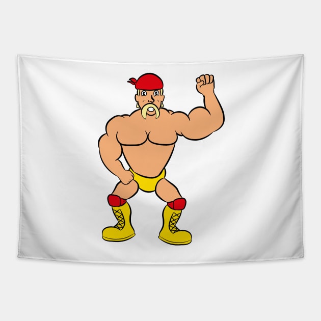 cartoon 80's 90's wrestler tanned muscles Tapestry by Captain-Jackson