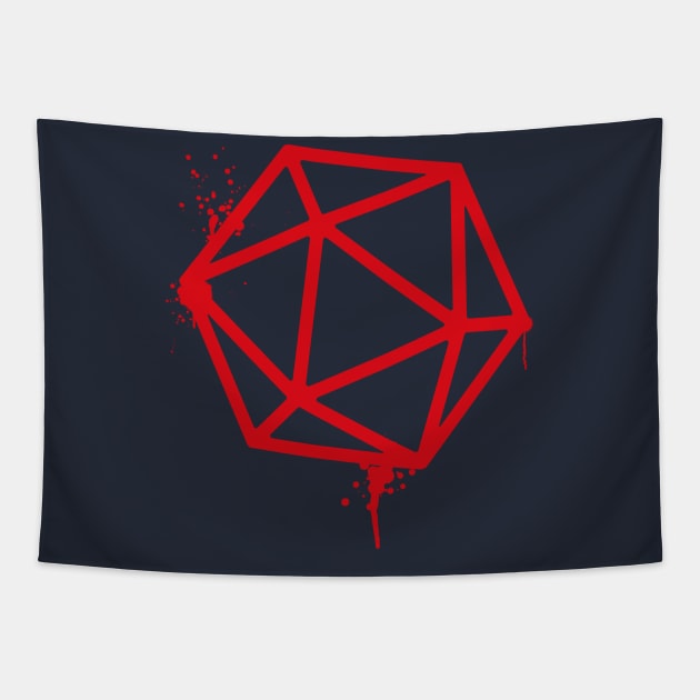 D20 Dice Red Spray Paint RPG Tapestry by pixeptional