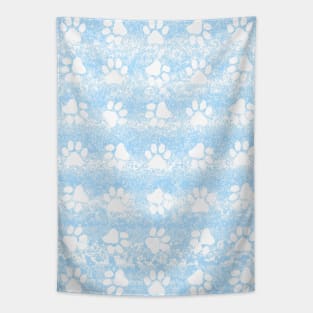 PUPPY Paw Print Blue Abstract Tapestry