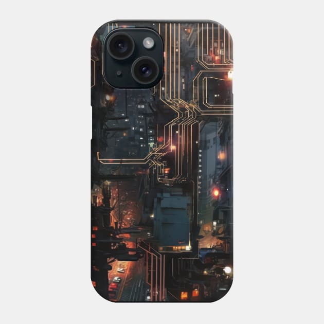 Cyber Circuit Cityscape Phone Case by star trek fanart and more