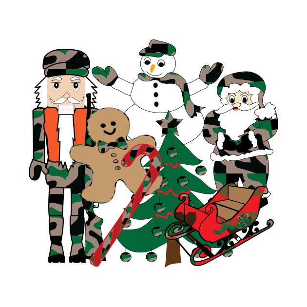 Camo Christmas, illustration, design, holidays by sandyo2ly