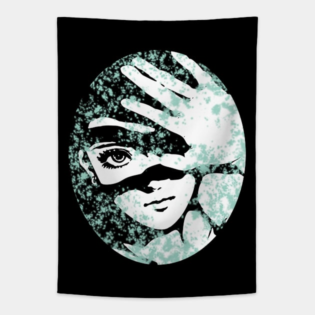 Punk Fashion Style Oval Mint Green Glowing Girl Tapestry by Punk Fashion