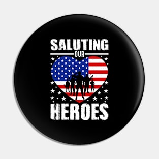 Saluting Our Heroes Military Veterans Memorial Day American Flag Pin