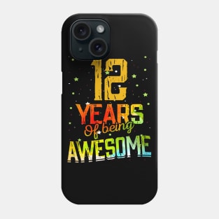 12th Anniversary Gift Vintage Retro 12 Years Of Being Awesome Gifts Funny 12 Years Birthday Men Women Phone Case