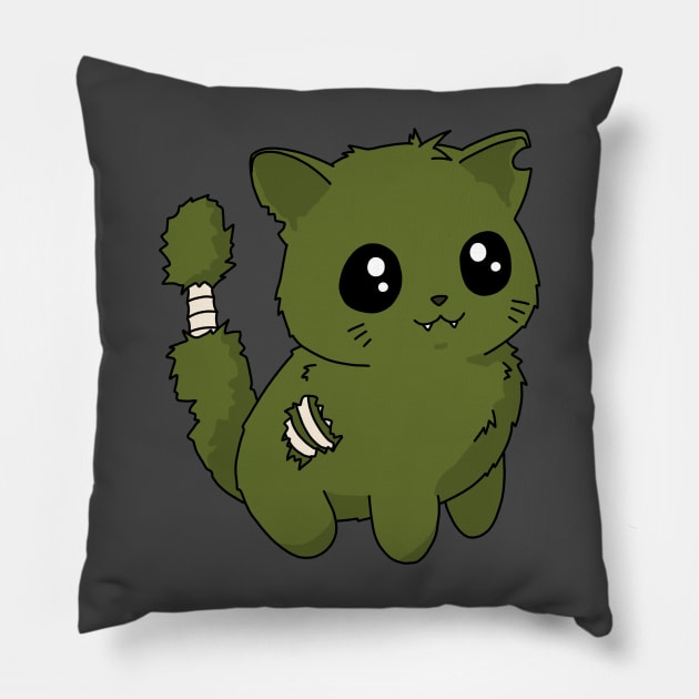 Cute zombie kitten Pillow by sivelobanova