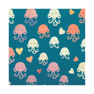 Under the Sea with Octopi in Love - Super Cute Colorful Cephalopod Pattern T-Shirt