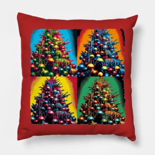 Tinsel Twist: Pop Art's Festive Fir - Christmas Tree Pillow