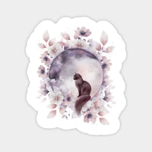 Moon Cat Purple Magnet