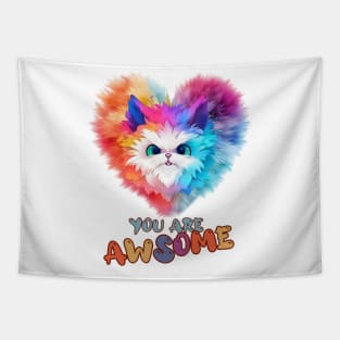 Fluffy: "You are awsome" collorful, cute, furry animals Tapestry