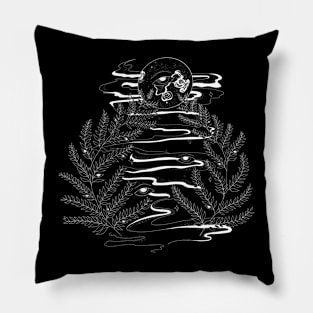 Moon With Ferns (white) Pillow