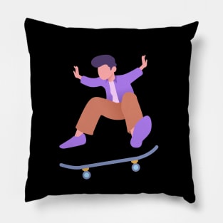 Flat design jumping skateboard man Pillow