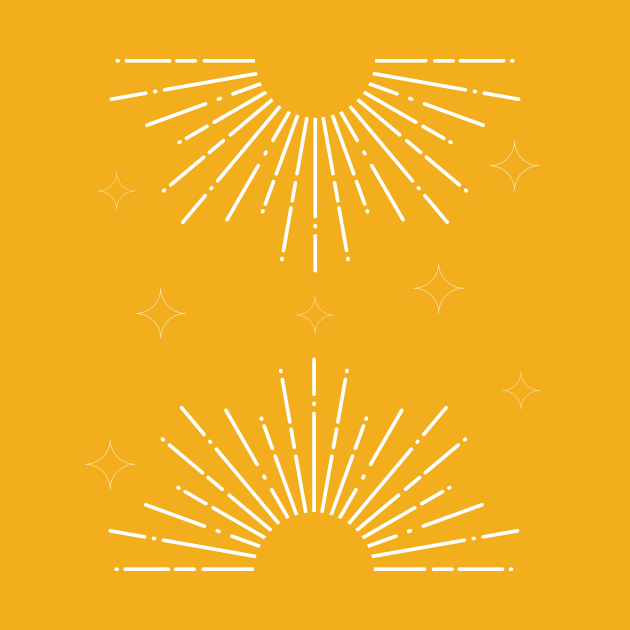 Sun and stars minimal yellow mustard by carolsalazar