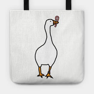 White Goose Steals Christmas Candy Cane Tote