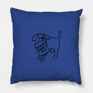 Small Dog with Biden Harris Sign Outline Pillow