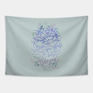 She is Clothed in Strength - Proverbs 31 - light sage Tapestry