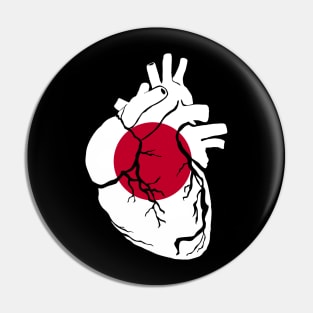 Anatomical heart design, Japanese flag Pin