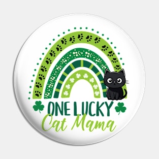 One Lucky Cat Mama Shamrock Rainbow Pin