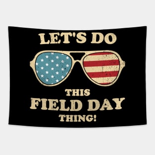 Let's Do This Field Day Sun Glasses US Flag Boy Girl Kid Tapestry