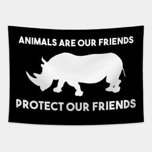 protect our friends - rhino Tapestry