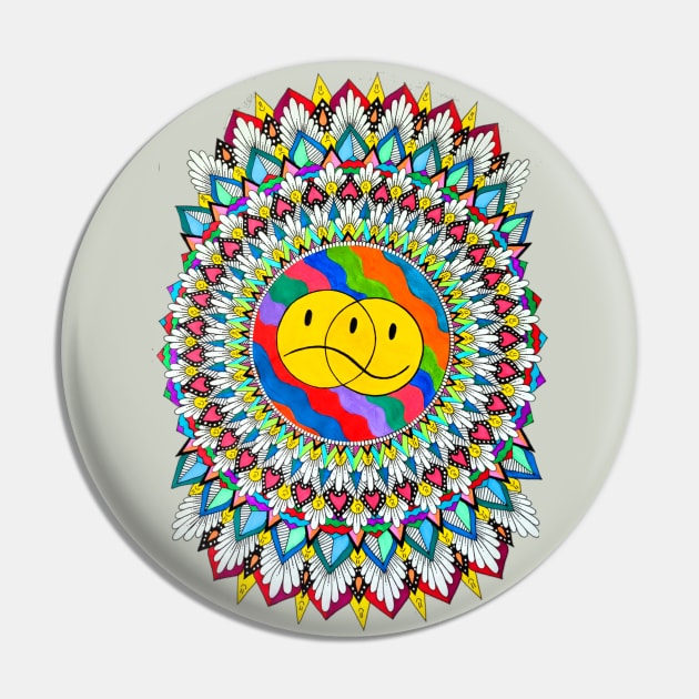 Mixed Emotions Mandala Pin by Art by Rory 