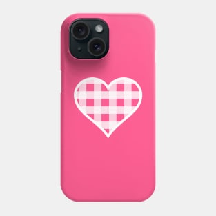 Bright Pink and White Buffalo Plaid Heart Phone Case